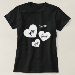 Gepersonaliseerde zwart-wit moeders harten t-shirt