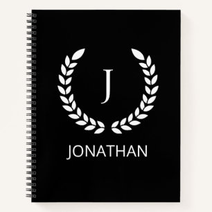Gepersonaliseerde zwart-wit monogram initialen notitieboek