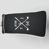 Gepersonaliseerde zwart-wit monogram textuur golfheadcover (Voorkant)