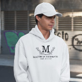 Gepersonaliseerde zwart-wit naam monogram leeftijd hoodie