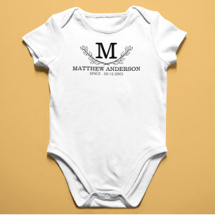 Gepersonaliseerde zwart-wit naam monogram leeftijd romper
