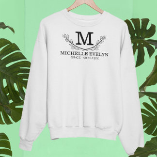 Gepersonaliseerde zwart-wit naam monogram leeftijd trui