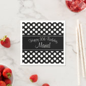 Gepersonaliseerde zwart-wit PolkaDot Papieren serv Servetten (Insitu)