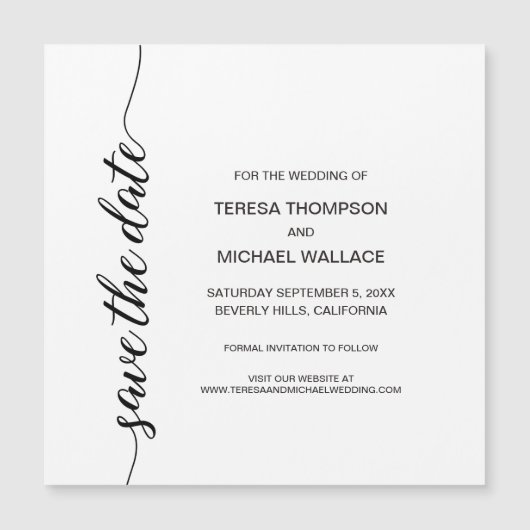 Gepersonaliseerde zwart-wit "Save the Date" (Voorkant)