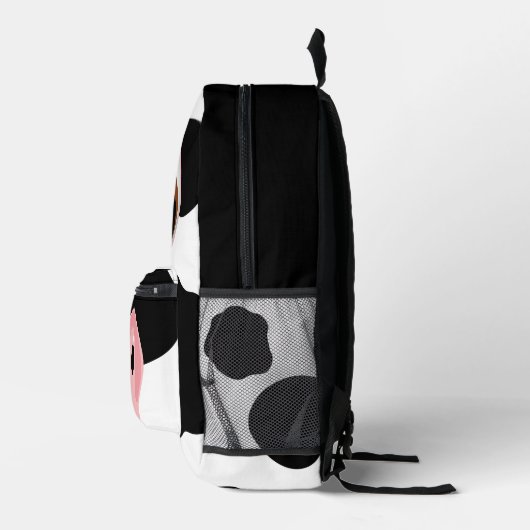 Gepersonaliseerde zwart-wit Schattigee Koe Bedrukte Rugzak (Rechts)