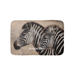 Gepersonaliseerde zwart-wit Zebra Animal Badmat