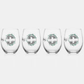 Gepersonaliseerde zwart-witte Buffalo Plaid (D) Wijnglas Zonder Voet (Achterkant)