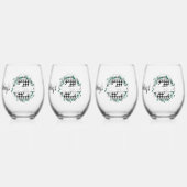 Gepersonaliseerde zwart-witte Buffalo Plaid (Z) Wijnglas Zonder Voet (Achterkant)