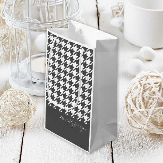 Gepersonaliseerde zwart-witte houndstooth klein cadeauzakje