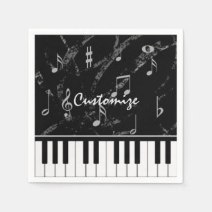 Gepersonaliseerde zwart-witte piano-muziek Napkins Servet