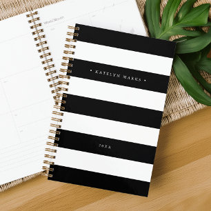 Gepersonaliseerde zwart-witte streep planner