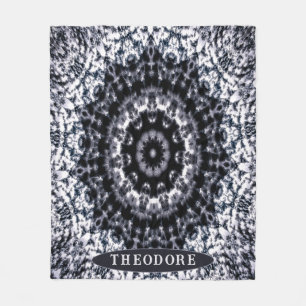 Gepersonaliseerde zwart-witte wolk Mandala Fleece Deken