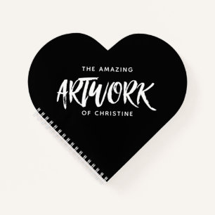 Gepersonaliseerde zwarte artiest Heart Sketchbook Notitieboek