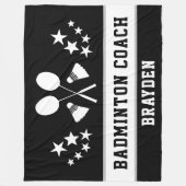 Gepersonaliseerde zwarte badminton Coach Naam Fleece Deken (Voorkant)