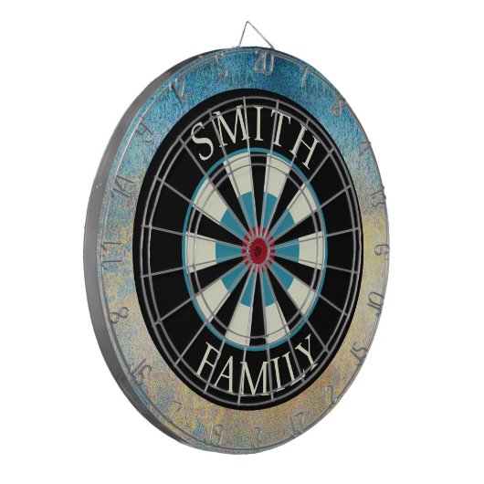Gepersonaliseerde zwarte blauwe dartbord (Voorkant Links)