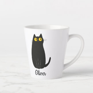 Gepersonaliseerde zwarte Cat Latte Mok – Aangepast
