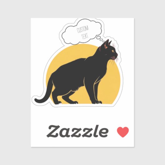 Gepersonaliseerde zwarte Cat & Moon Laptop Sticker (Vel)