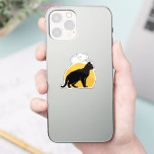 Gepersonaliseerde zwarte Cat & Moon Laptop Sticker (Telefoon)