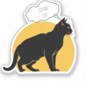 Gepersonaliseerde zwarte Cat & Moon Laptop Sticker (Voorkant)