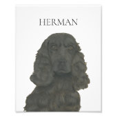 Gepersonaliseerde zwarte Cocker Spaniel Art Foto Afdruk (Voorkant)