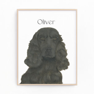 Gepersonaliseerde zwarte Cocker Spaniel Art Foto Afdruk