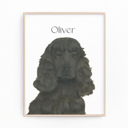 Gepersonaliseerde zwarte Cocker Spaniel Art Foto Afdruk