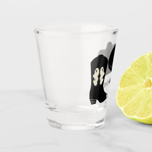 Gepersonaliseerde zwarte Cowboy Rodeo Pet Boot Shot Glas (Links)
