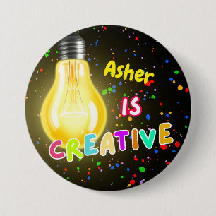 Gepersonaliseerde zwarte creatieve bevestiging ronde button 7,6 cm