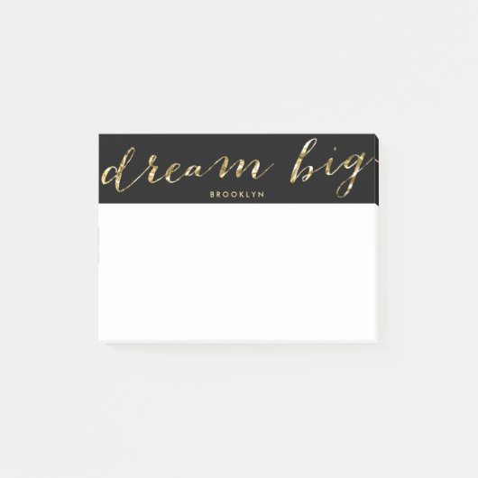 Gepersonaliseerde zwarte droomgrote Post-it® notes (Voorkant)