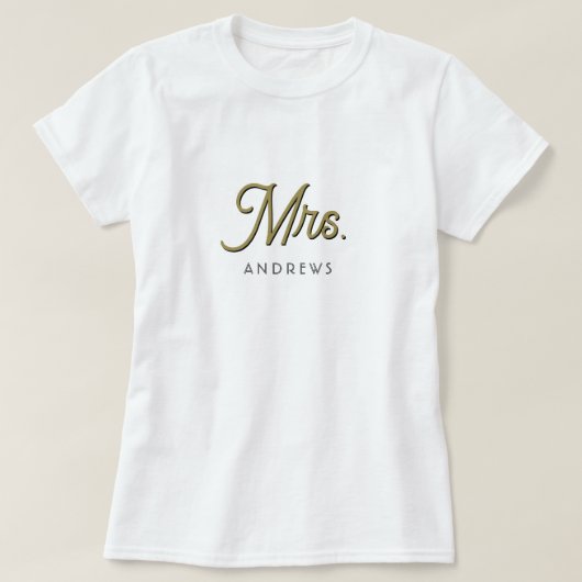 Gepersonaliseerde zwarte en gouden bruiloft T-Shir T-shirt (Design voorkant)