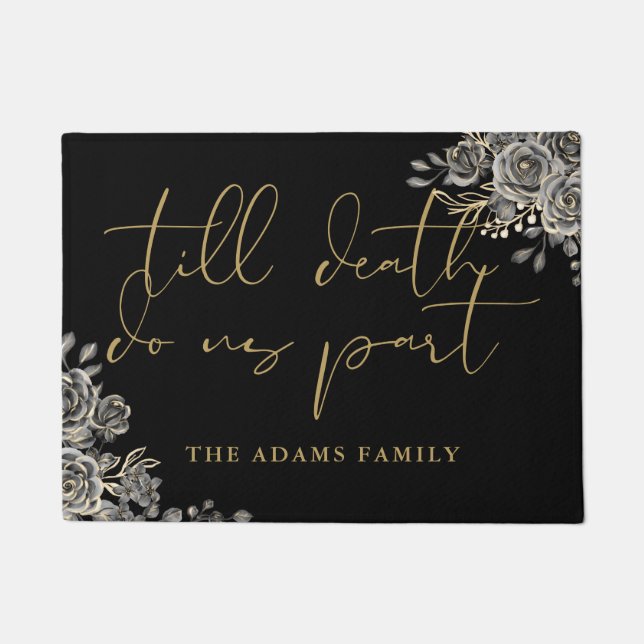 Gepersonaliseerde zwarte en gouden Gothic Deurmat (Voorkant)