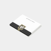 Gepersonaliseerde zwarte en gouden ijsbrekers post-it® notes (Schuin)
