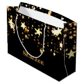 Gepersonaliseerde zwarte en gouden sterren - Mouss Groot Cadeauzakje (Achterkant Gekanteld)