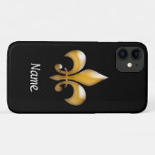 Gepersonaliseerde zwarte en goudkoorts Case-Mate iPhone case (Achterkant (horizontaal))
