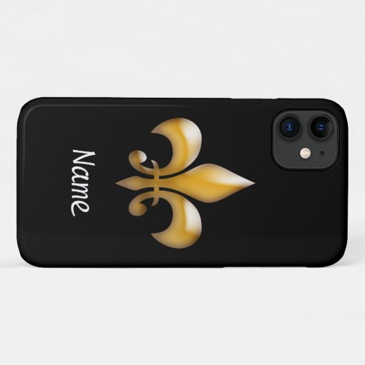 Gepersonaliseerde zwarte en goudkoorts Case-Mate iPhone case (Achterkant (horizontaal))