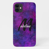 Gepersonaliseerde zwarte en Paarse Abstracte bubbe Case-Mate iPhone Case (Achterkant)