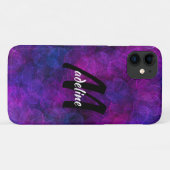 Gepersonaliseerde zwarte en Paarse Abstracte bubbe Case-Mate iPhone Case (Achterkant (horizontaal))