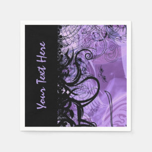 Gepersonaliseerde zwarte en Paarse Gothic Pattern Servet