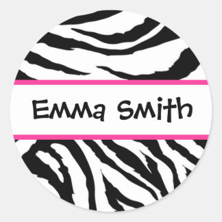 Gepersonaliseerde zwarte en roze Zebra Stickers