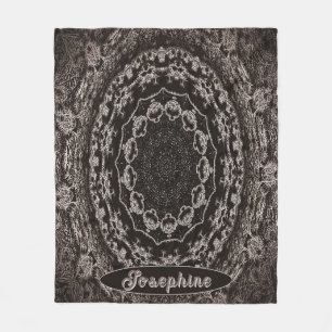 Gepersonaliseerde zwarte en taupe mandala fleece deken