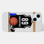 Gepersonaliseerde zwarte en witte Basketball Jerse Case-Mate iPhone Case (Achterkant (horizontaal))