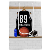 Gepersonaliseerde zwarte en witte Basketball Jerse Medium Cadeauzakje (Achterkant)