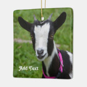 Gepersonaliseerde zwarte en witte dwarfgeit keramisch ornament (Links)