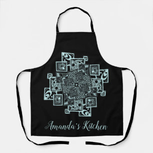 Gepersonaliseerde zwarte en witte getextureerde li schort