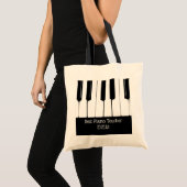 Gepersonaliseerde zwarte en witte pianokussen tote bag (Voorkant (product))