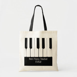 Gepersonaliseerde zwarte en witte pianokussen tote bag