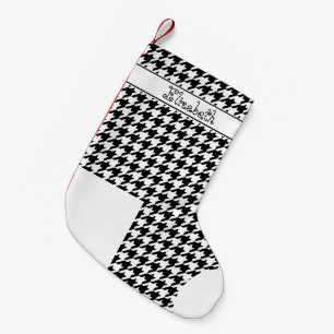 Gepersonaliseerde zwarte en witte pretsok kleine kerstsok