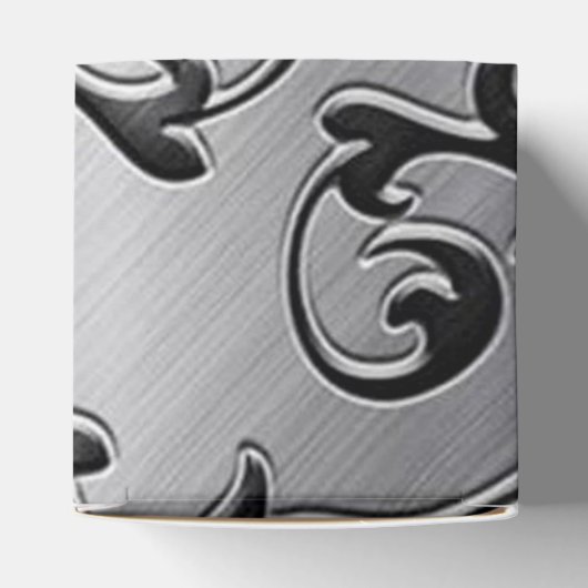 Gepersonaliseerde zwarte en zilverpatroondoos bedankdoosjes (Bovenkant)