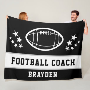 Gepersonaliseerde zwarte Football Coach Naam Fleece Deken