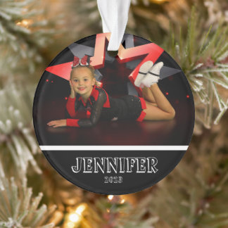 Gepersonaliseerde zwarte foto Cheerleading Ornamen Ornament